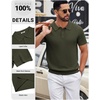 image:imageCOOFANDY Mens Polo Shirts Textured Knit Short Sleeve Stretch Casual ShirtsArmy Green