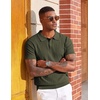 image:imageCOOFANDY Mens Polo Shirts Textured Knit Short Sleeve Stretch Casual ShirtsArmy Green
