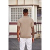 image:imageCOOFANDY Mens Polo Shirts Textured Knit Short Sleeve Stretch Casual ShirtsKhaki