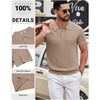 image:imageCOOFANDY Mens Polo Shirts Textured Knit Short Sleeve Stretch Casual ShirtsKhaki