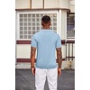 image:imageCOOFANDY Mens Polo Shirts Textured Knit Short Sleeve Stretch Casual ShirtsLight Blue