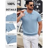 image:imageCOOFANDY Mens Polo Shirts Textured Knit Short Sleeve Stretch Casual ShirtsLight Blue