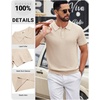 image:imageCOOFANDY Mens Polo Shirts Textured Knit Short Sleeve Stretch Casual ShirtsLight Khaki