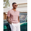 image:imageCOOFANDY Mens Polo Shirts Textured Knit Short Sleeve Stretch Casual ShirtsPink