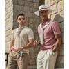 image:imageCOOFANDY Mens Polo Shirts Textured Knit Short Sleeve Stretch Casual ShirtsPink