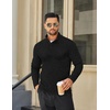 image:imageCOOFANDY Mens Quarter Button Pullover Sweater Mock Neck Thermal FleeceBlack