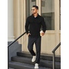 image:imageCOOFANDY Mens Quarter Button Pullover Sweater Mock Neck Thermal FleeceBlack