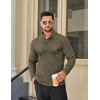image:imageCOOFANDY Mens Quarter Button Pullover Sweater Mock Neck Thermal FleeceCoffee