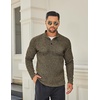 image:imageCOOFANDY Mens Quarter Button Pullover Sweater Mock Neck Thermal FleeceCoffee