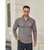 image:imageCOOFANDY Mens Quarter Button Pullover Sweater Mock Neck Thermal FleeceCoffee and White