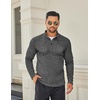 image:imageCOOFANDY Mens Quarter Button Pullover Sweater Mock Neck Thermal FleeceDark Grey