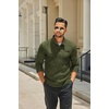 image:imageCOOFANDY Mens Quarter Button Pullover Sweater Mock Neck Thermal FleeceGreen Black Jasper