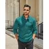 image:imageCOOFANDY Mens Quarter Button Pullover Sweater Mock Neck Thermal FleeceGreen and Black