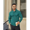 image:imageCOOFANDY Mens Quarter Button Pullover Sweater Mock Neck Thermal FleeceGreen and Black