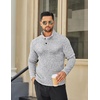 image:imageCOOFANDY Mens Quarter Button Pullover Sweater Mock Neck Thermal FleeceGrey