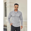 image:imageCOOFANDY Mens Quarter Button Pullover Sweater Mock Neck Thermal FleeceGrey