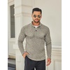 image:imageCOOFANDY Mens Quarter Button Pullover Sweater Mock Neck Thermal FleeceKhaki