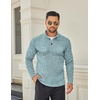 image:imageCOOFANDY Mens Quarter Button Pullover Sweater Mock Neck Thermal FleeceLight Green and White