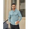 image:imageCOOFANDY Mens Quarter Button Pullover Sweater Mock Neck Thermal FleeceLight Green and White