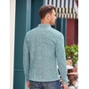 image:imageCOOFANDY Mens Quarter Button Pullover Sweater Mock Neck Thermal FleeceLight Green and White