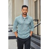 image:imageCOOFANDY Mens Quarter Button Pullover Sweater Mock Neck Thermal FleeceLight Green and White
