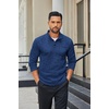 image:imageCOOFANDY Mens Quarter Button Pullover Sweater Mock Neck Thermal FleeceNavy Blue