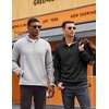 image:imageCOOFANDY Mens Quarter Button Sweatshirt Long Sleeve Pullover Waffle Casual Stand Collar SweaterBlack