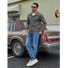 image:imageCOOFANDY Mens Quarter Button Sweatshirt Long Sleeve Pullover Waffle Casual Stand Collar SweaterDark Grey