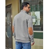 image:imageCOOFANDY Mens Quarter Button Sweatshirt Long Sleeve Pullover Waffle Casual Stand Collar SweaterLight Grey