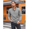 image:imageCOOFANDY Mens Quarter Button Sweatshirt Long Sleeve Pullover Waffle Casual Stand Collar SweaterLight Grey