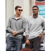 image:imageCOOFANDY Mens Quarter Button Sweatshirt Long Sleeve Pullover Waffle Casual Stand Collar SweaterLight Grey