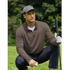 image:imageCOOFANDY Mens Quarter Zip Pullover Lightweight Mock Neck Sweatshirt Casual Long Sleeve Polo ShirtsLight Brown