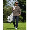 image:imageCOOFANDY Mens Quarter Zip Pullover Lightweight Mock Neck Sweatshirt Casual Long Sleeve Polo ShirtsLight Brown