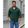image:imageCOOFANDY Mens Quarter Zip Pullover Lightweight Textured Sweatshirt Long Sleeve Casual Mock Neck Polo ShirtsDark Green