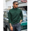 image:imageCOOFANDY Mens Quarter Zip Pullover Lightweight Textured Sweatshirt Long Sleeve Casual Mock Neck Polo ShirtsDark Green