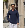 image:imageCOOFANDY Mens Quarter Zip Pullover Lightweight Waffle Mock Neck SweatshirtsDark Navy