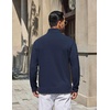 image:imageCOOFANDY Mens Quarter Zip Pullover Lightweight Waffle Mock Neck SweatshirtsDark Navy