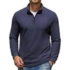 image:imageCOOFANDY Mens Quarter Zip Pullover Mock Neck Sweatshirt Long Sleeve SweaterNavy Blue