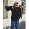 image:imageCOOFANDY Mens T Shirts Long Sleeve Cotton Blend TShirts Crew Neck Soft Casual Basic Tee ShirtsBlack