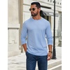 image:imageCOOFANDY Mens T Shirts Long Sleeve Cotton Blend TShirts Crew Neck Soft Casual Basic Tee ShirtsClear Blue