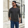 image:imageCOOFANDY Mens T Shirts Long Sleeve Cotton Blend TShirts Crew Neck Soft Casual Basic Tee ShirtsDark Grey