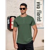 image:imageCOOFANDY Mens TShirts Henley Short Sleeve Cotton Shirts Button Tee TopsDark Green