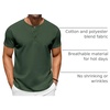 image:imageCOOFANDY Mens TShirts Henley Short Sleeve Cotton Shirts Button Tee TopsDark Green