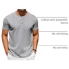 image:imageCOOFANDY Mens TShirts Henley Short Sleeve Cotton Shirts Button Tee TopsGrey