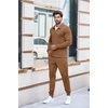 image:imageCOOFANDY Mens Tracksuit 2 Piece Quarter Zip Polo Athletic Sweatsuits Casual Running Jogging Sport Suit SetsLight Brown