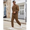 image:imageCOOFANDY Mens Tracksuit 2 Piece Quarter Zip Sweatsuit Sets Casual Athletic Running Jogging SuitsBrown