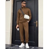 image:imageCOOFANDY Mens Tracksuit 2 Piece Quarter Zip Sweatsuit Sets Casual Athletic Running Jogging SuitsBrown