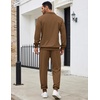 image:imageCOOFANDY Mens Tracksuit 2 Piece Quarter Zip Sweatsuit Sets Casual Athletic Running Jogging SuitsBrown