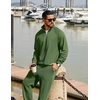 image:imageCOOFANDY Mens Tracksuit 2 Piece Relaxed Fit Halfzip Sweatsuits Athletic Running Jogging Suit SetsArmy Green