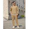 image:imageCOOFANDY Mens Tracksuit 2 Piece Relaxed Fit Halfzip Sweatsuits Athletic Running Jogging Suit SetsKhaki